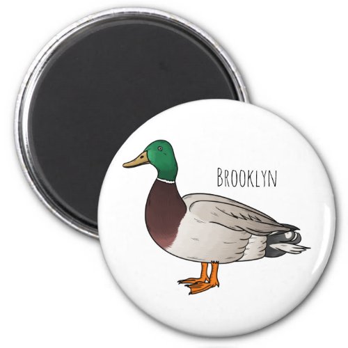 Mallard duck cartoon illustration magnet