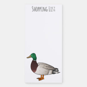 Mallard duck cartoon illustration magnetic notepad