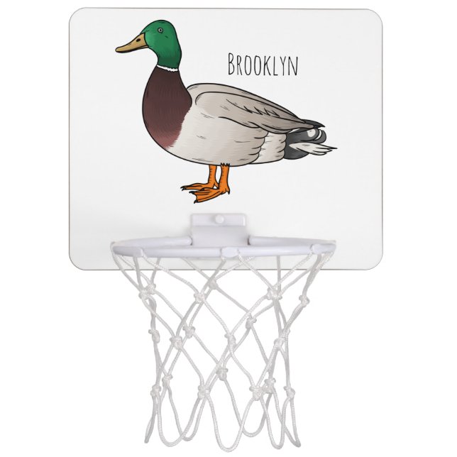 Mallard duck cartoon illustration mini basketball hoop (Front)