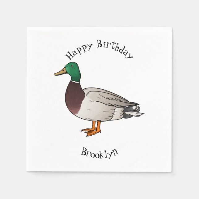 Mallard duck cartoon illustration  napkins (Front)