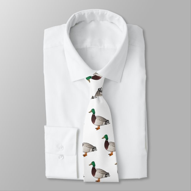 Mallard duck cartoon illustration  neck tie (Tied)