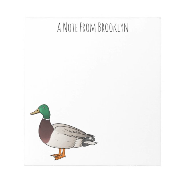 Mallard duck cartoon illustration   notepad (Front)