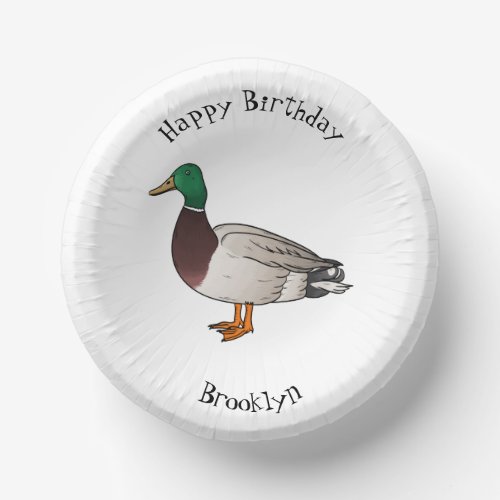 Mallard duck cartoon illustration paper bowls