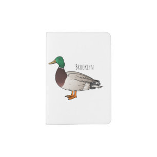 Mallard duck cartoon illustration passport holder