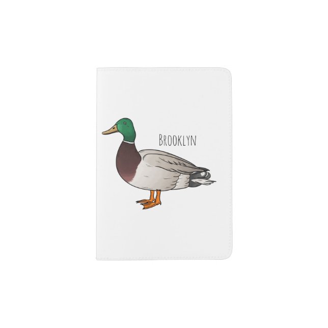 Mallard duck cartoon illustration  passport holder (Front)