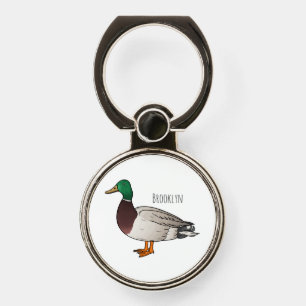Mallard duck cartoon illustration phone ring stand
