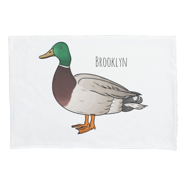 Mallard duck cartoon illustration  pillow case (Front)
