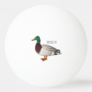 Mallard duck cartoon illustration  ping pong ball