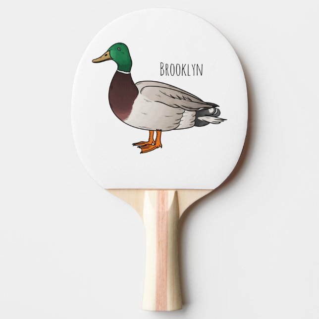 Mallard duck cartoon illustration ping pong paddle (Front)
