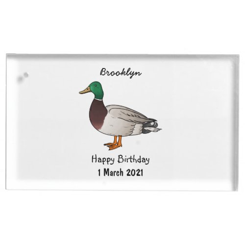 Mallard duck cartoon illustration  place card holder