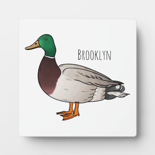 Mallard duck cartoon illustration plaque