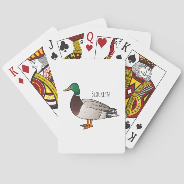 Mallard duck cartoon illustration poker cards (Back)
