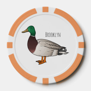 Mallard duck cartoon illustration poker chips