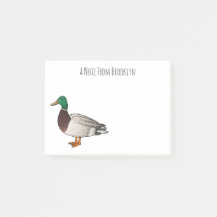 Mallard duck cartoon illustration post-it notes