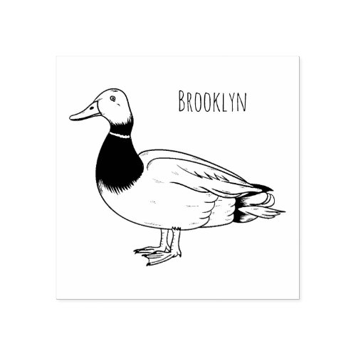 Mallard duck cartoon illustration rubber stamp