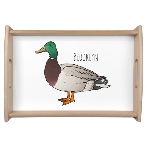 Mallard duck cartoon illustration  serving tray