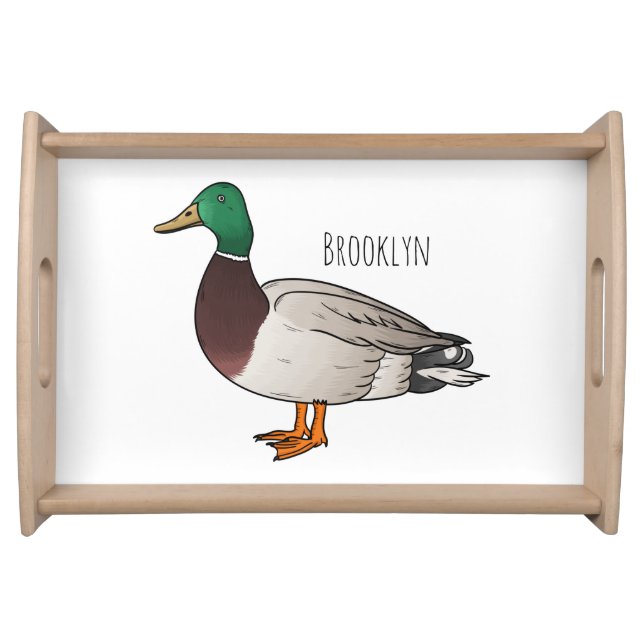 Mallard duck cartoon illustration  serving tray (Front)