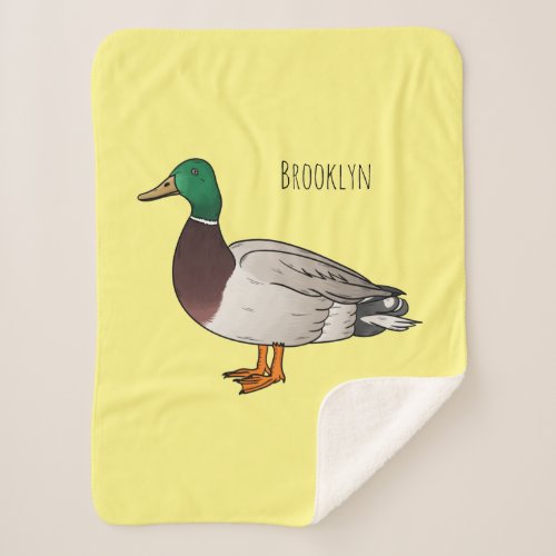 Mallard duck cartoon illustration sherpa blanket