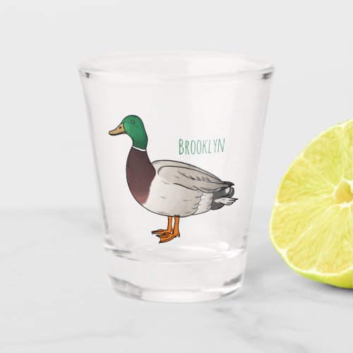 Mallard duck cartoon illustration  shot glass