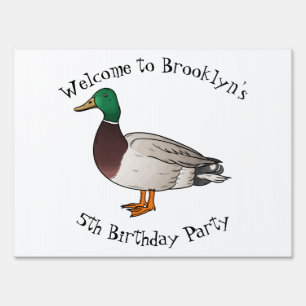 Mallard duck cartoon illustration sign