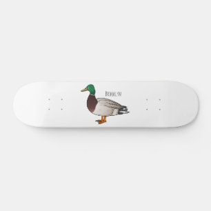 Mallard duck cartoon illustration skateboard