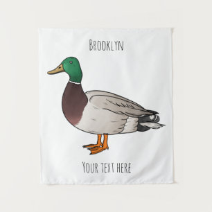 Mallard duck cartoon illustration tapestry