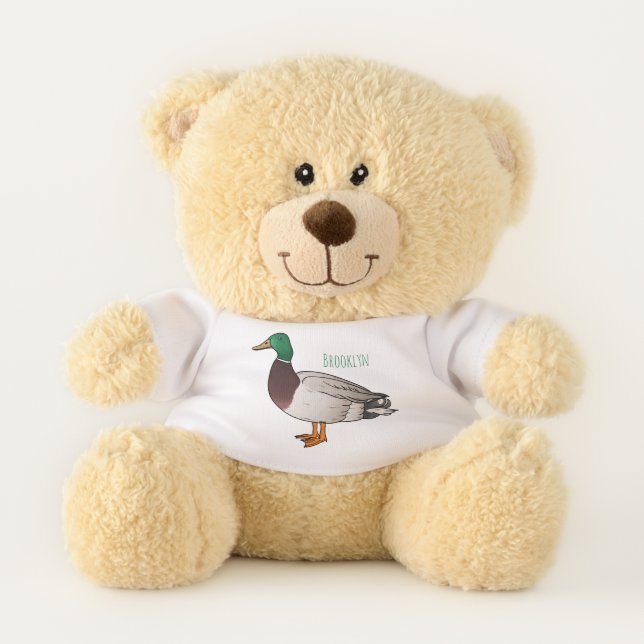 Mallard duck cartoon illustration  teddy bear (Front)