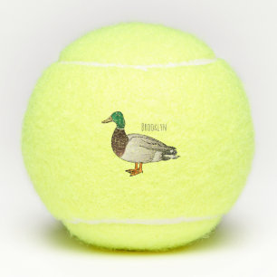 Mallard duck cartoon illustration tennis balls