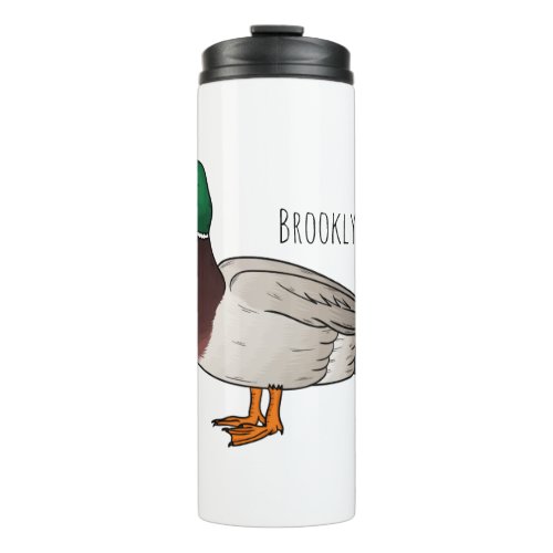 Mallard duck cartoon illustration thermal tumbler