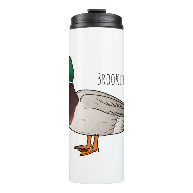 Mallard duck cartoon illustration thermal tumbler (Front)