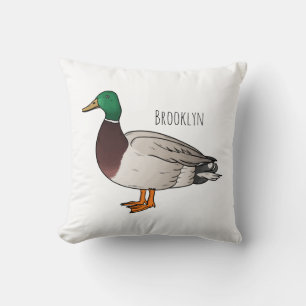 Mallard duck cartoon illustration  throw pillow