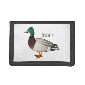 Mallard duck cartoon illustration tri-fold wallet