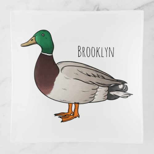 Mallard duck cartoon illustration trinket tray