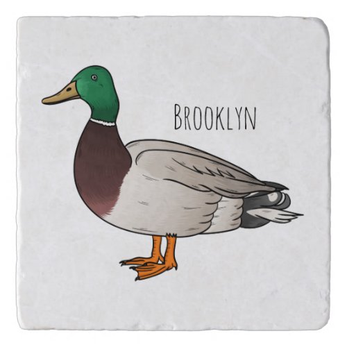 Mallard duck cartoon illustration  trivet