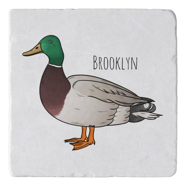 Mallard duck cartoon illustration  trivet (Front)