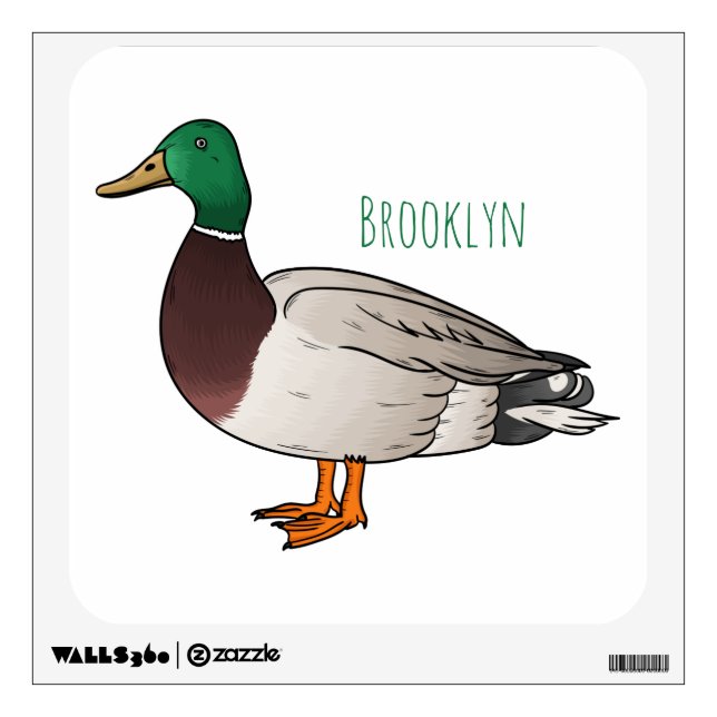 Mallard duck cartoon illustration  wall decal (Front)