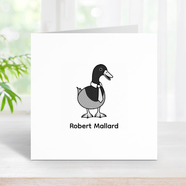 Mallard Duck Collar Necktie Custom Name 1x1 Rubber Stamp (Creator Uploaded)