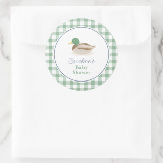 Mallard Duck Country Hunting Baby Shower Favor Classic Round Sticker