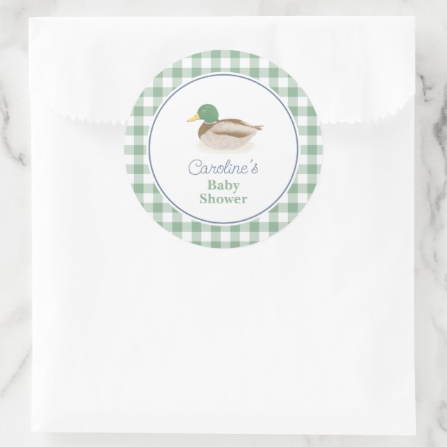 Mallard Duck Country Hunting Baby Shower Favor Classic Round Sticker (Bag)
