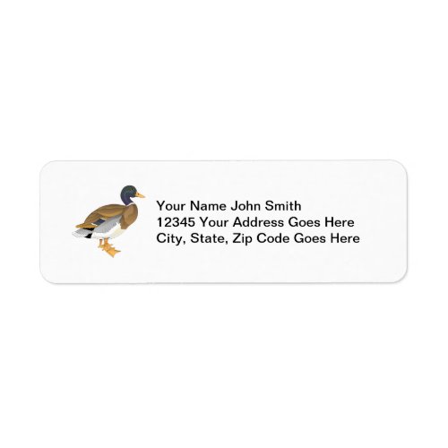 Mallard Duck Custom Personalized Label