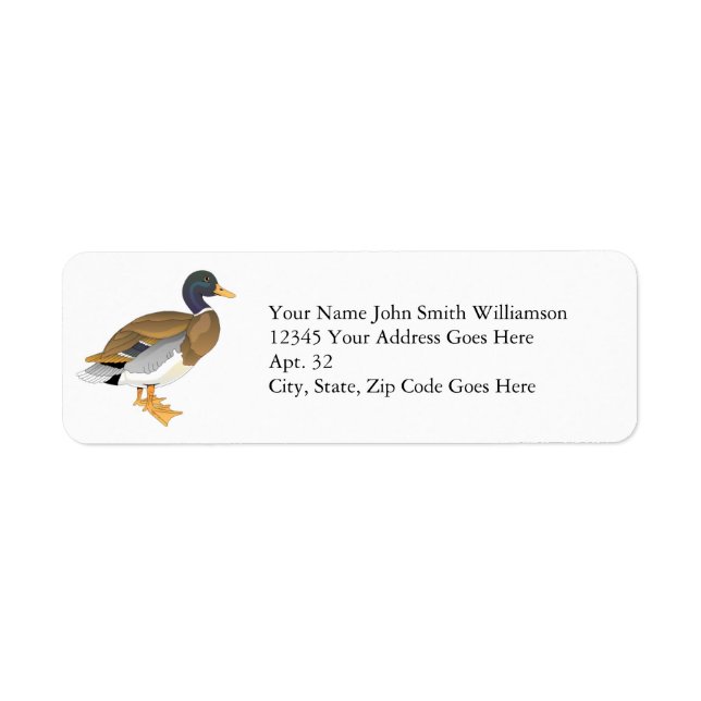 Mallard Duck Custom Personalized Larger Image Label (Front)