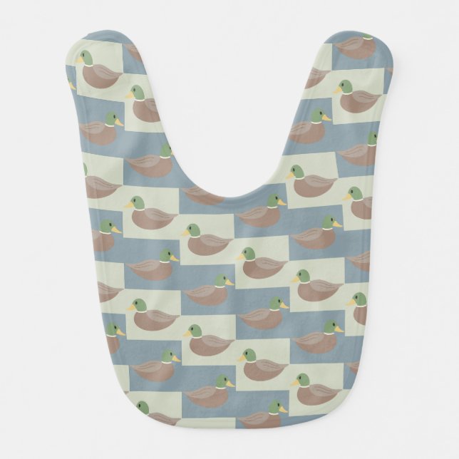 Mallard Duck: Diagonal Pattern Baby Bib (Front)