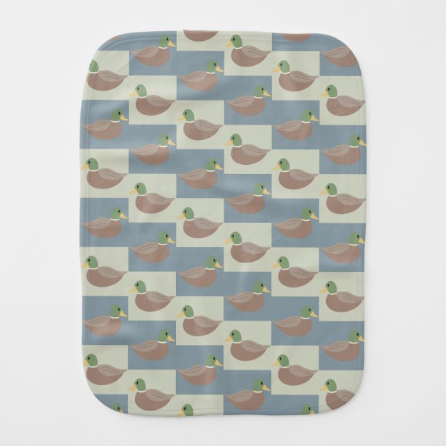 Mallard Duck: Diagonal Pattern Baby Burp Cloth (Front)