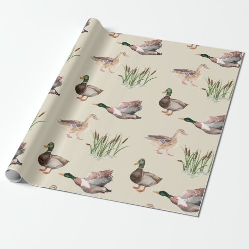 Mallard Duck Drake and Hen Wrapping Paper 