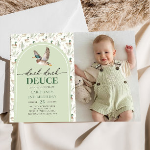 Mallard Duck Duck Deuce 2nd Birthday Photo Invitation