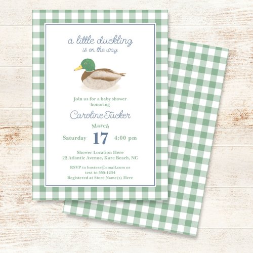 Mallard Duck Duckling Country Hunting Baby Shower Invitation