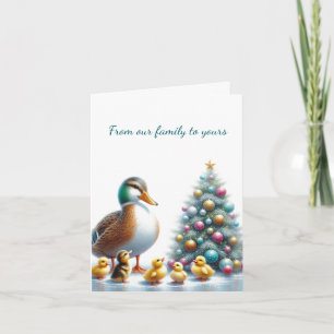 Mallard Duck Family Christmas Folded Greeting Card