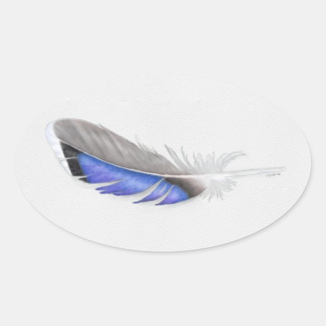 Mallard Duck Feather Watercolor Oval Sticker (Front)