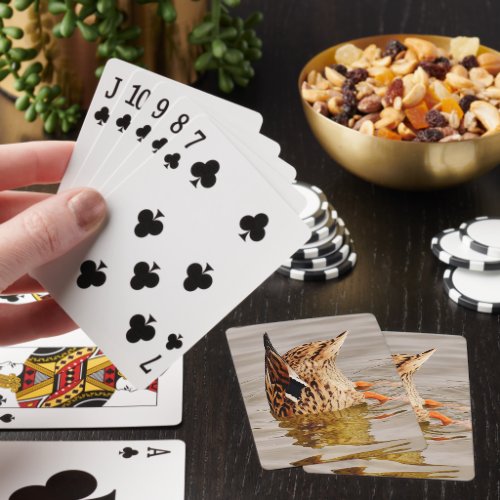 Mallard Duck Feeding Underwater Poker Cards