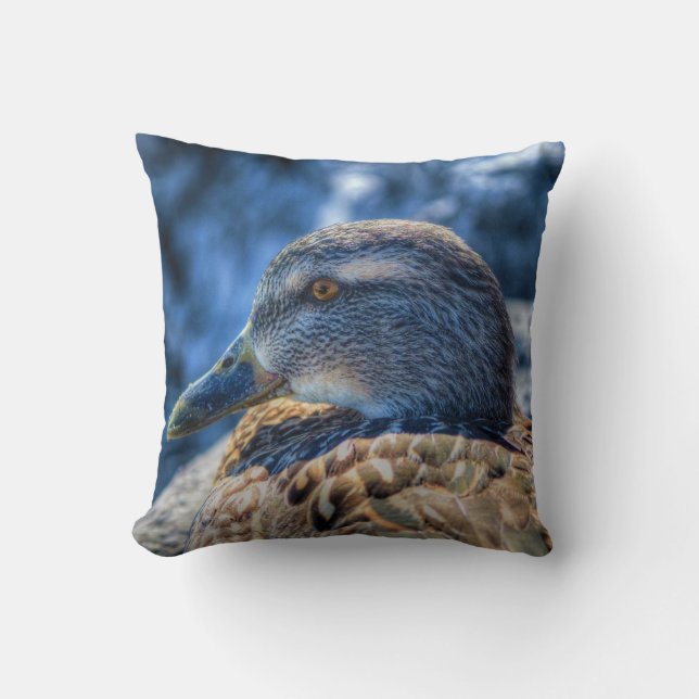 Mallard Duck female Wildlife Photo Throw Pillow (Front)